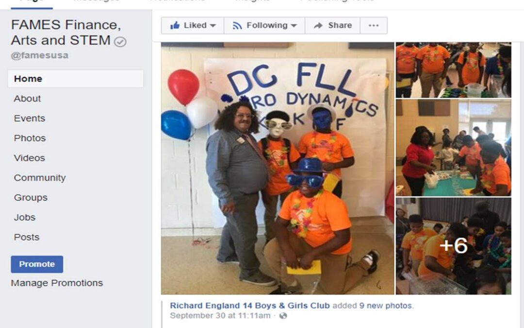 BGCGW RE #14 Facebook post: DC FLL Kickoff doing science on Saturday